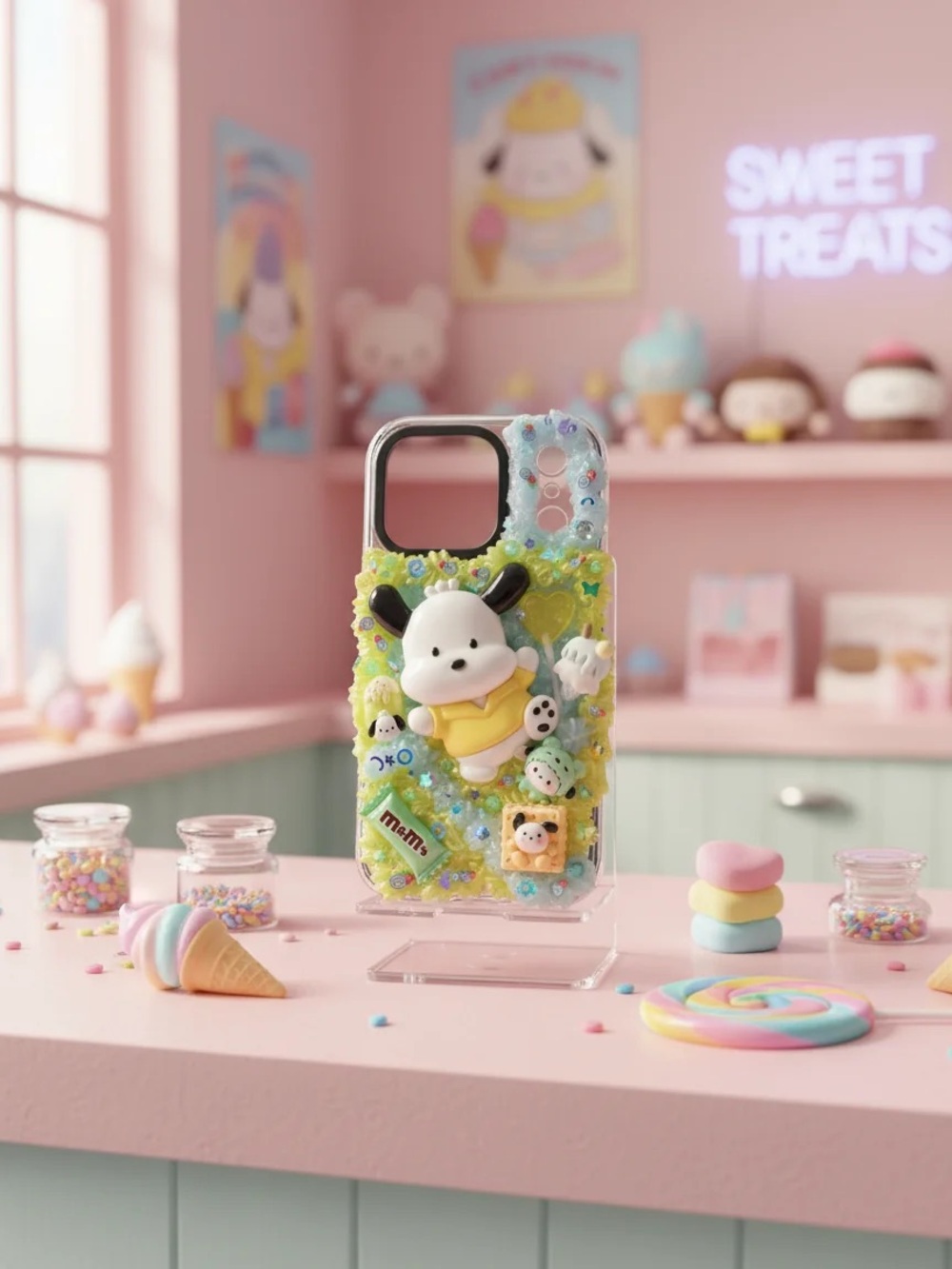 Cute Pastel Pochacco Decorative Phone Case - Green